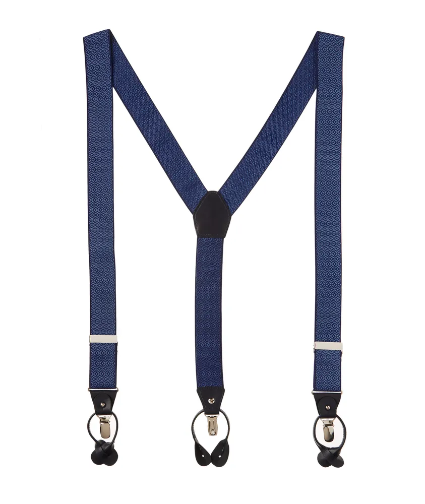 Diamond Jacquard Leather Suspenders