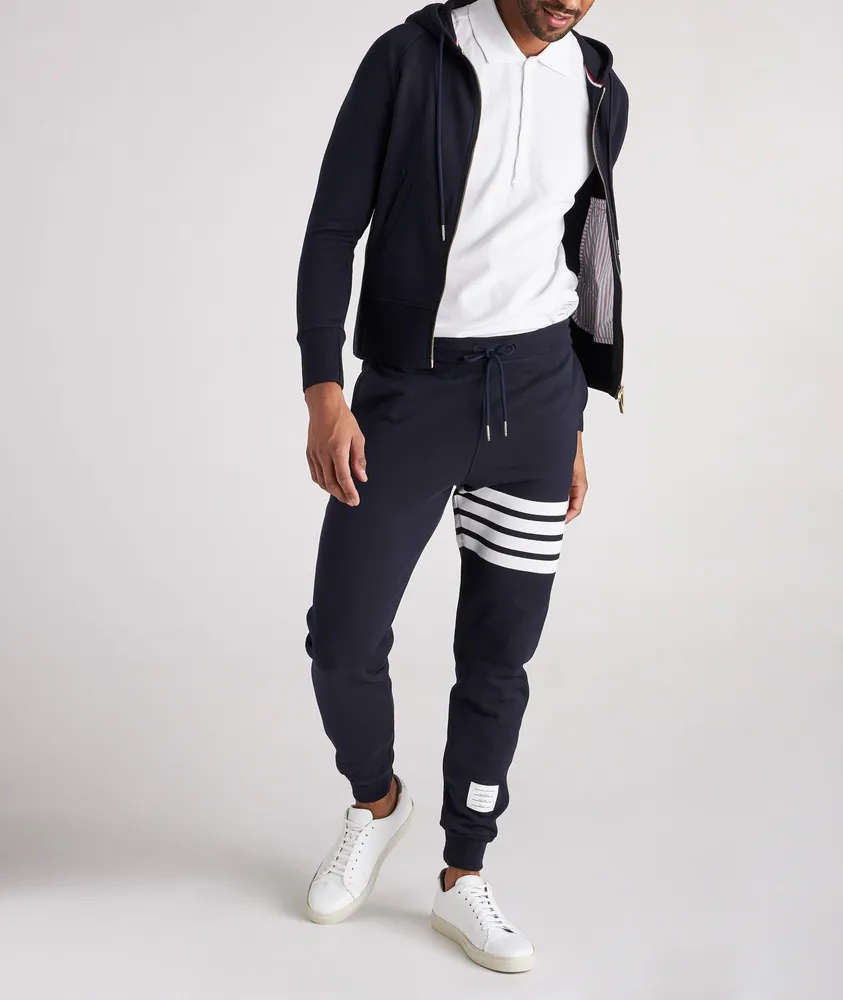 4-Bar Sleeve Zip-Up Hooded Sweater
