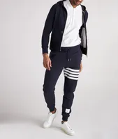 4-Bar Sleeve Zip-Up Hooded Sweater