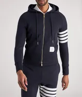 4-Bar Sleeve Zip-Up Hooded Sweater