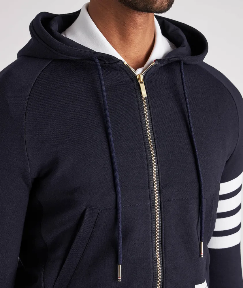 4-Bar Sleeve Zip-Up Hooded Sweater