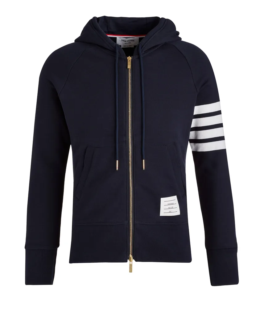 4-Bar Sleeve Zip-Up Hooded Sweater