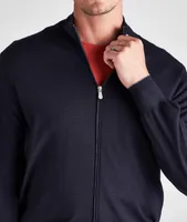 Full-Zip Fine Gauge Cashmere-Silk Sweater