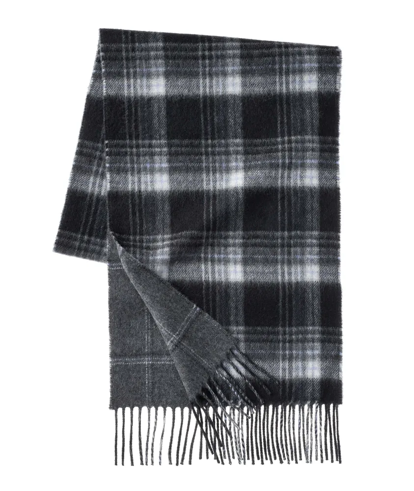 Fringed Reversible Cashmere Check Scarf
