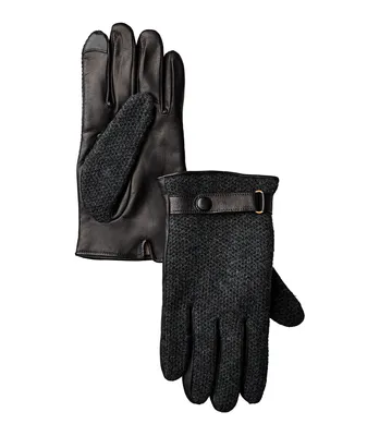 Knit Cashmere Leather Snap Gloves
