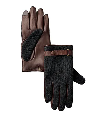 Knit Cashmere Lined Leather Snap Gloves