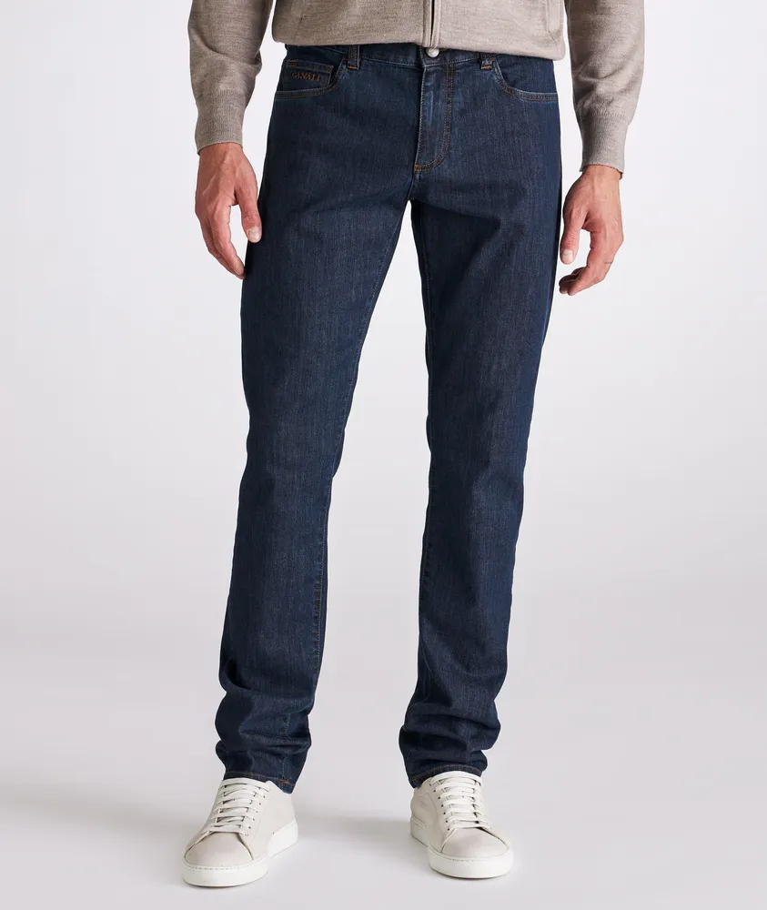 Washed Five-Pocket Slim-Fit Jeans