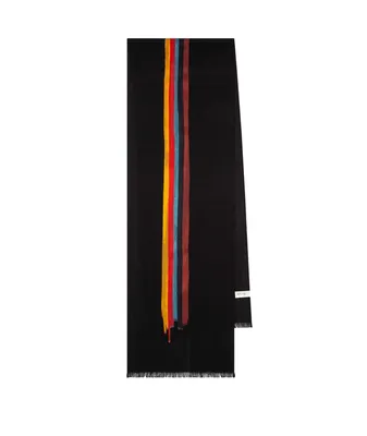 Painted Stripe Wool-Silk Scarf