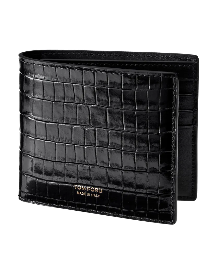 Crocodile Print Leather Line Classic Bifold Wallet