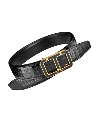 Tom Ford Crocodile Scored T-Buckle Leather Belt | Square One