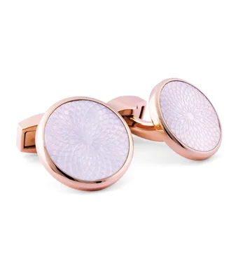 Rotondo Guilloché Mother Of Pearl Plated Stainless Steel Cufflinks