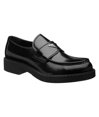 Logo Spazzolato Leather Loafers