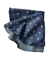 Reversible Medallion Floral Print Silk Pocket Square