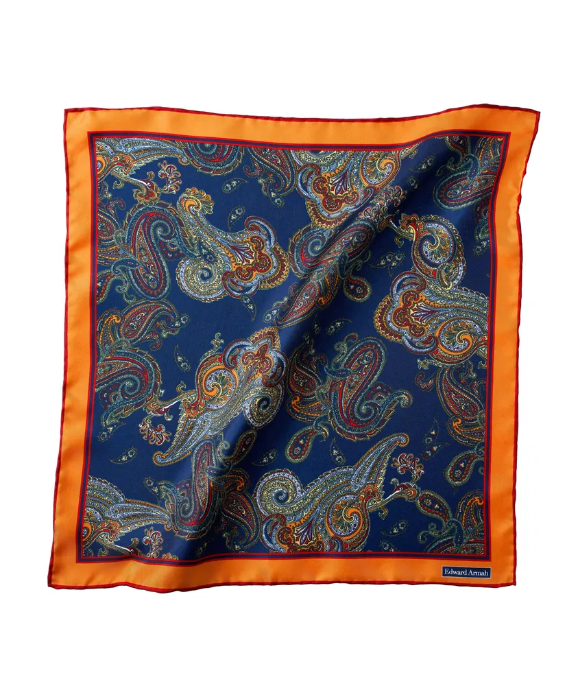 Paisley Print Silk Pocket Square 