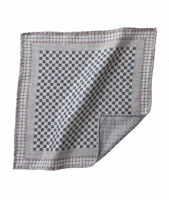 Reversible Neat Dot Print Silk Pocket Square