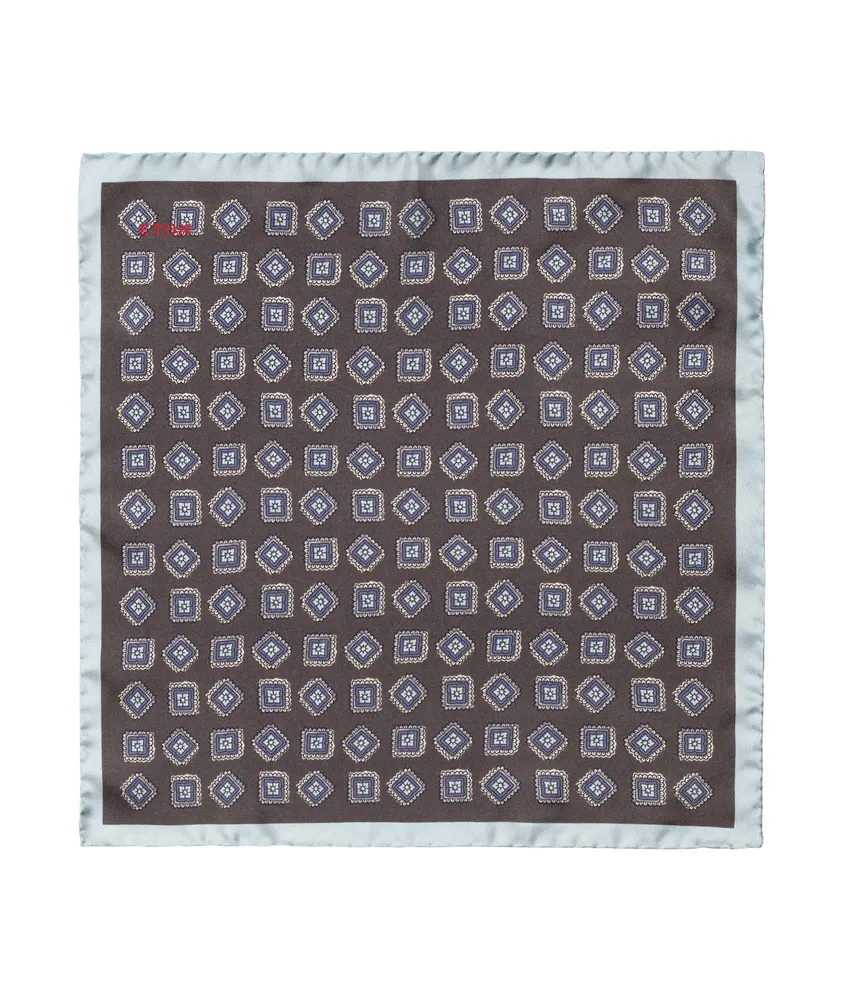 Medallion Print Silk Pocket Square