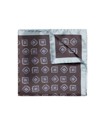 Medallion Print Silk Pocket Square