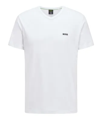 Logo Embroidered Organic Cotton V-Neck T-Shirt