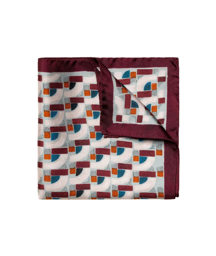 Geometric Print Silk Pocket Square