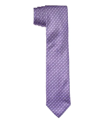 Violet Geometric Print Silk Tie