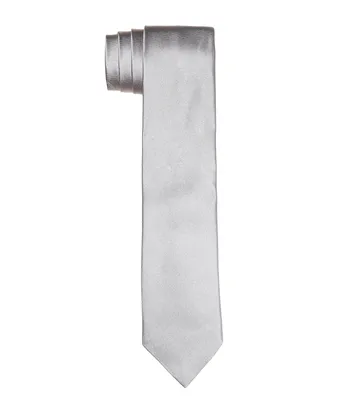 Grey Solid Formal Silk Tie 
