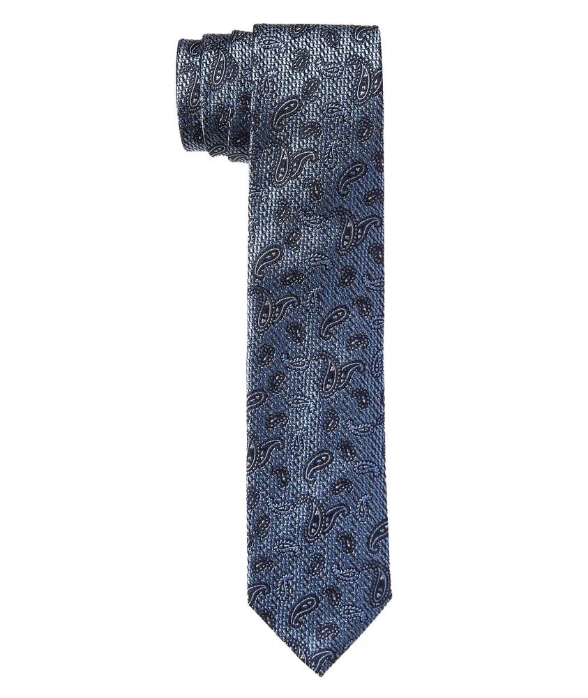 Light Blue Paisley Silk Tie 