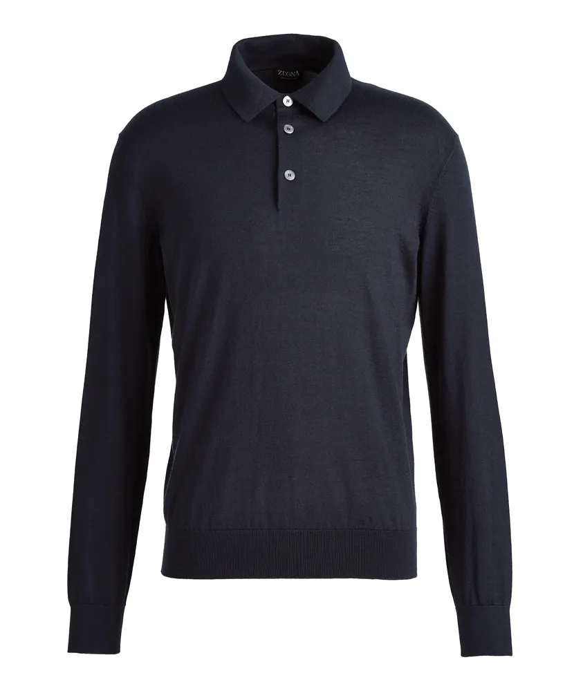 Cashseta Light Knit Long Sleeve Polo