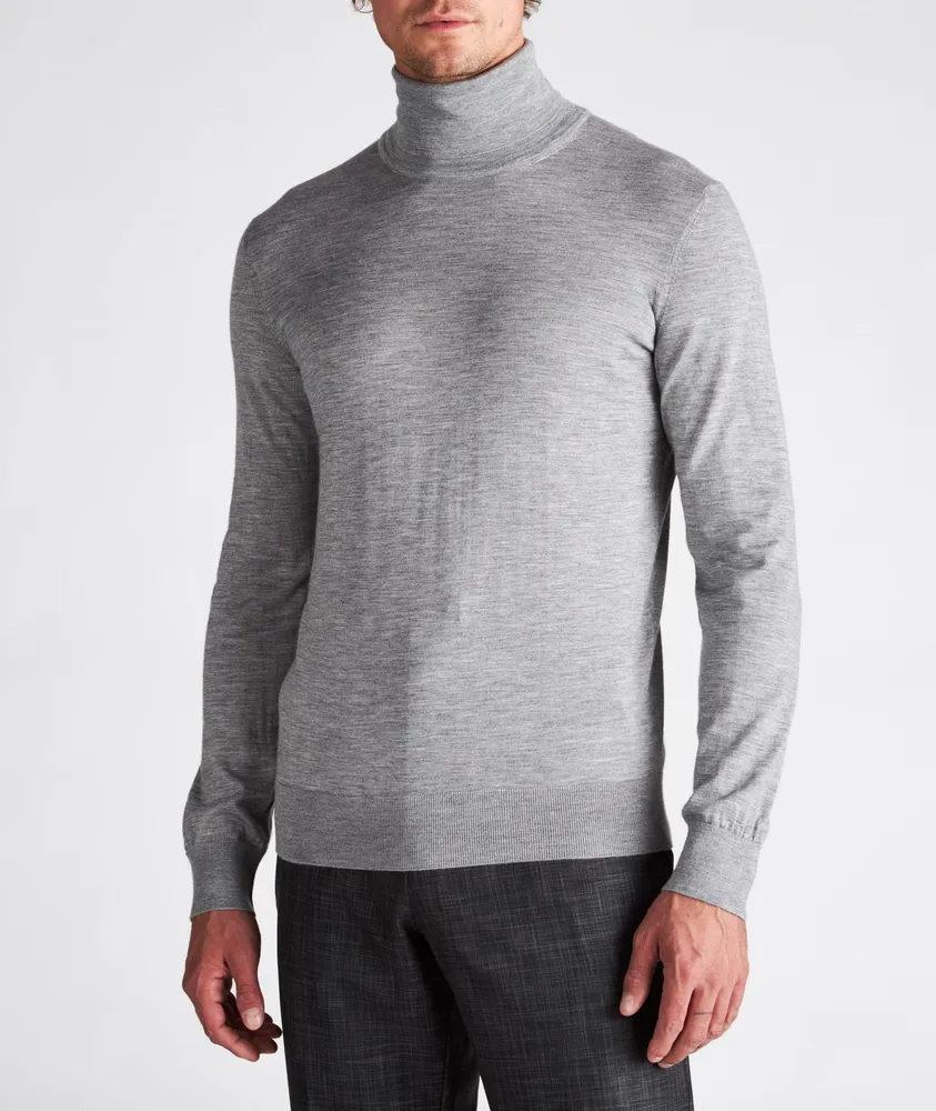 Cashseta Light Cashmere-Silk Turtleneck