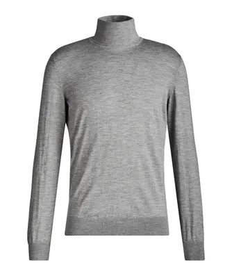 Cashseta Light Cashmere-Silk Turtleneck