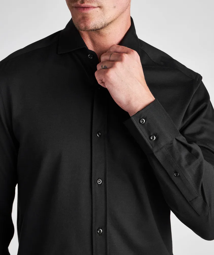 Long-Sleeve Cotton Piqué Sport Shirt