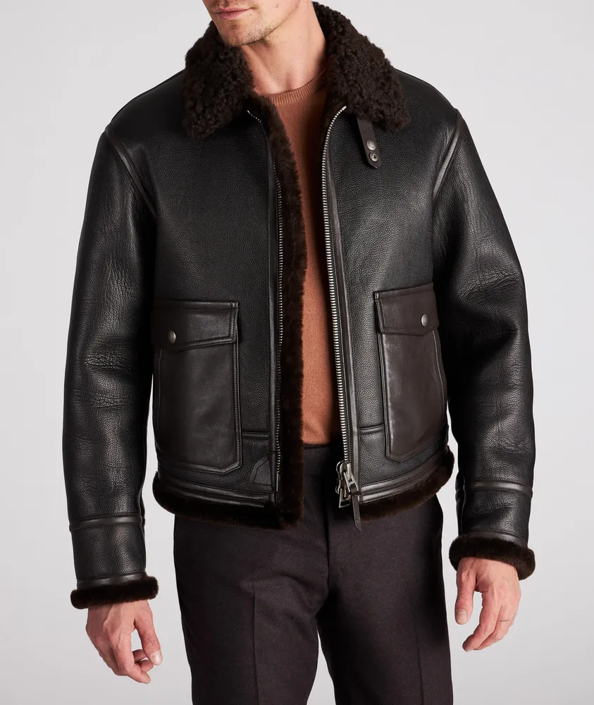 Lambskin Shearling Bomber Jacket