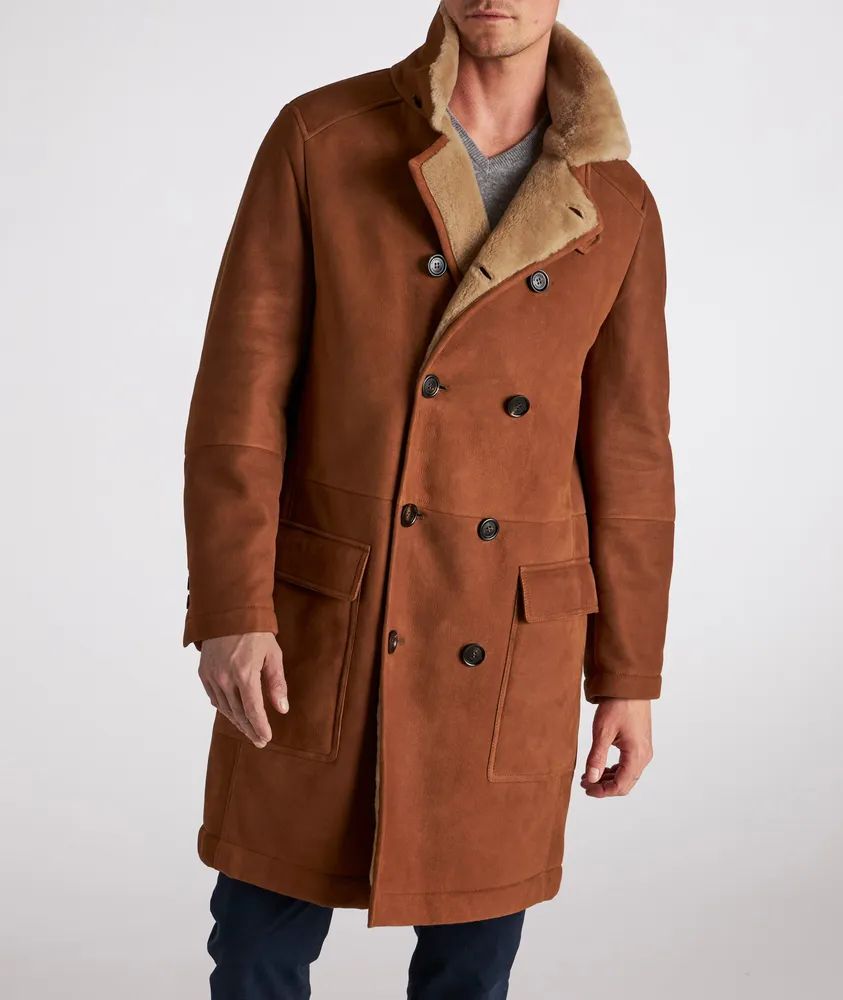 Sueded Sheepskin Shearling Long Coat