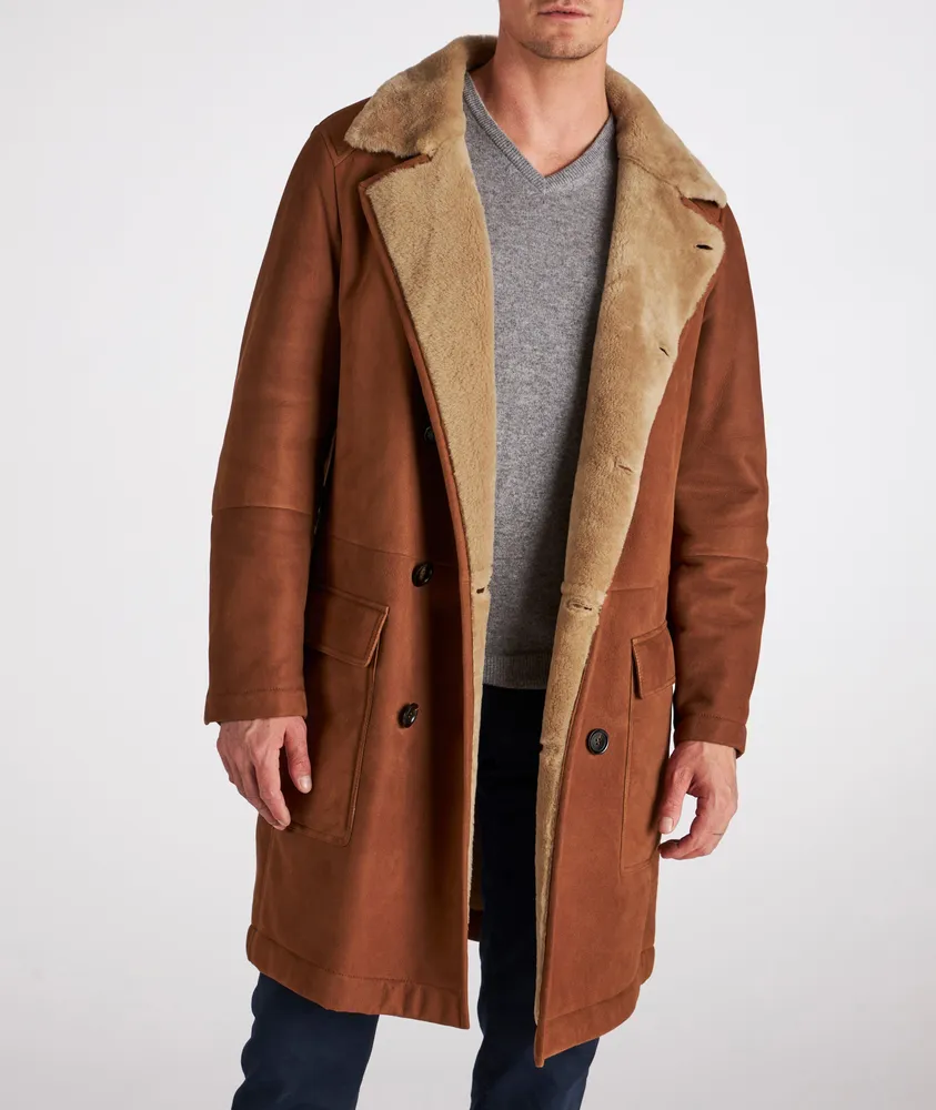 Sueded Sheepskin Shearling Long Coat