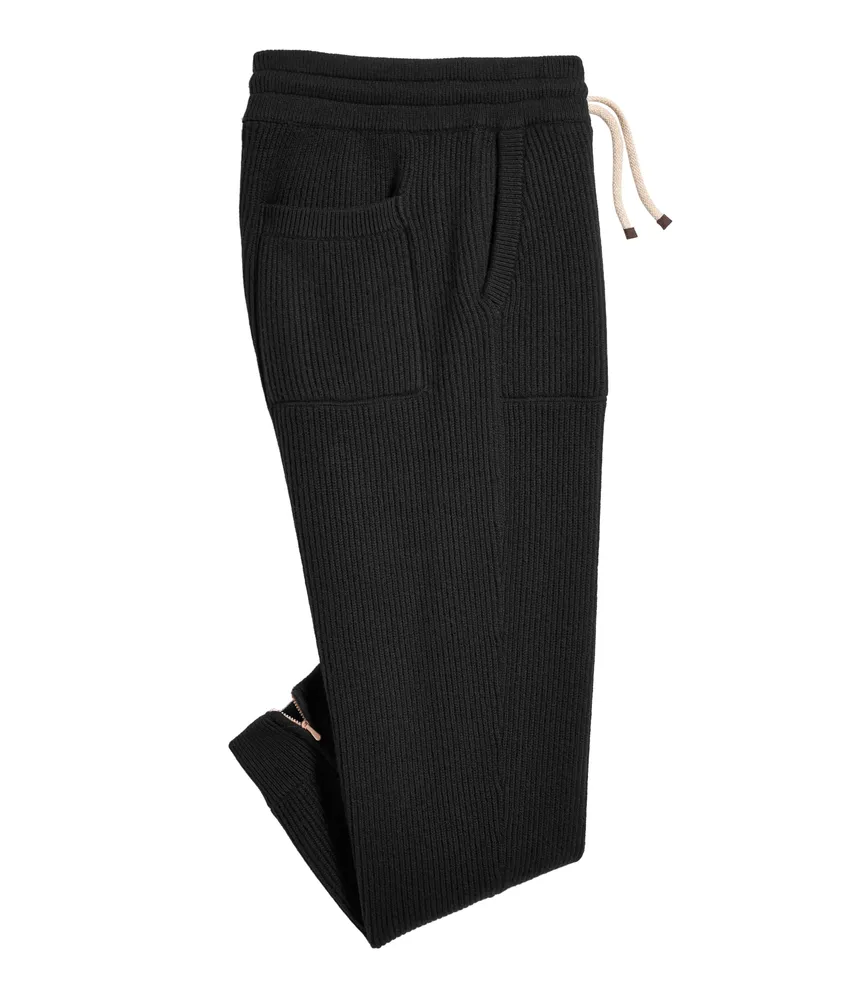 Shop Brunello Cucinelli Rib-Knit Cashmere Jogger Sweatpants