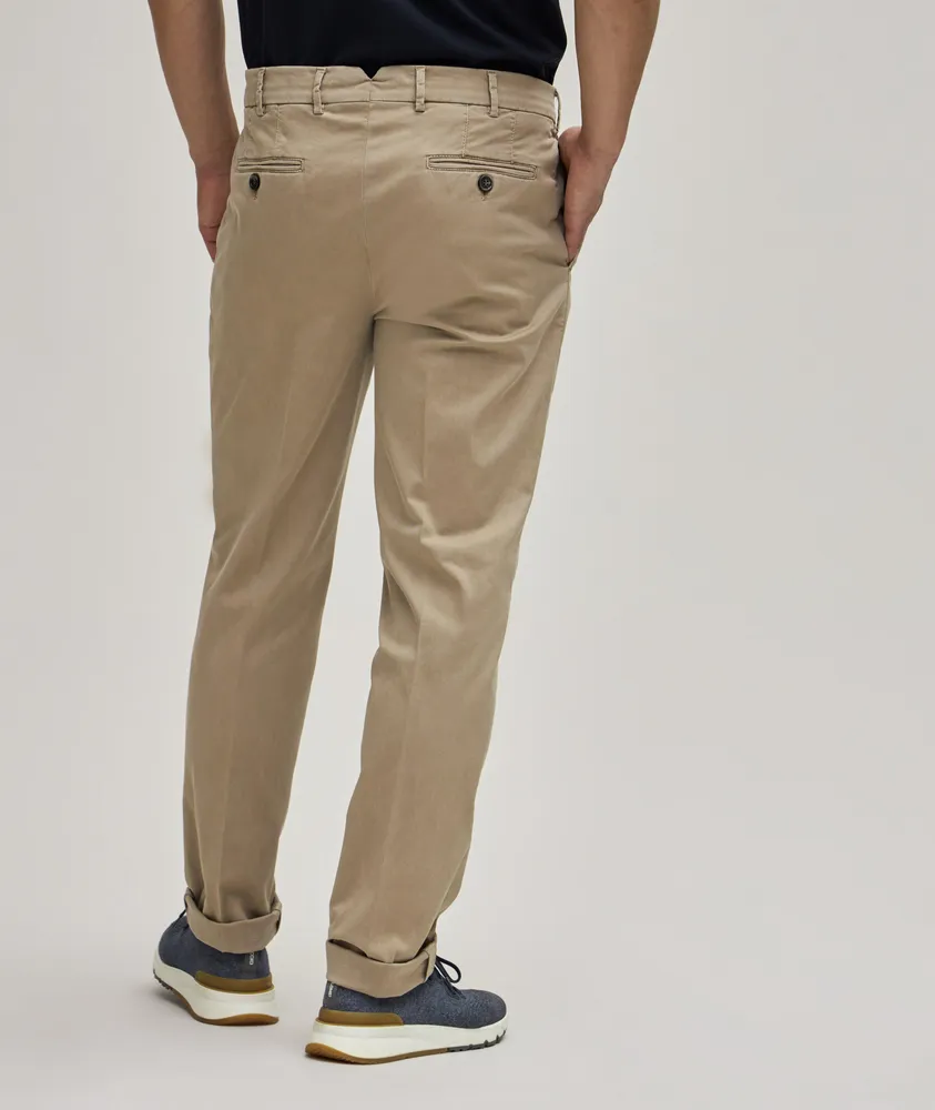 Flat Front Stretch-Cotton Chino Pants