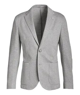 Houndstooth Linen Cotton Jersey Sports Jacket