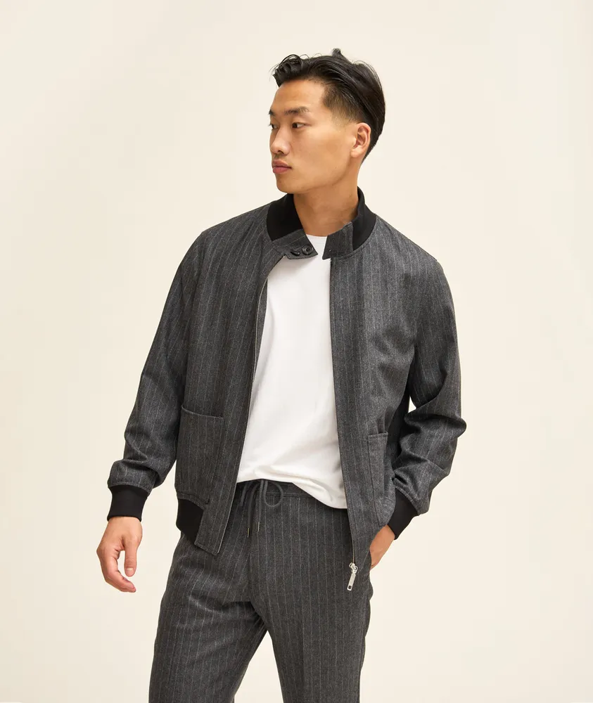 Melange Striped Wool-Blend The Sartorial Track Jacket