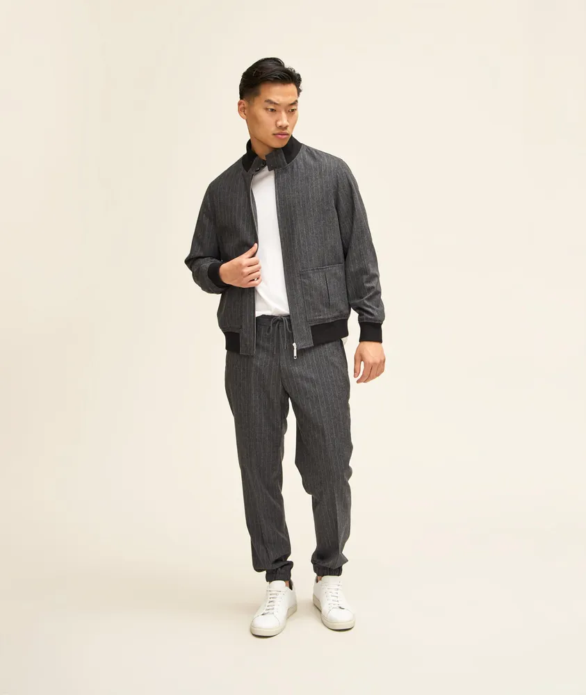 Melange Striped Wool-Blend The Sartorial Track Jacket