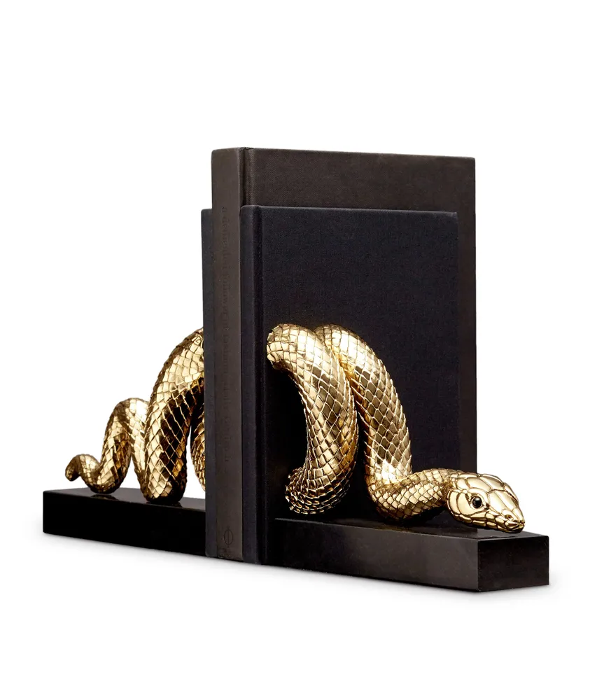 L'Objet Gold Snake Book Ends 2pc Set 