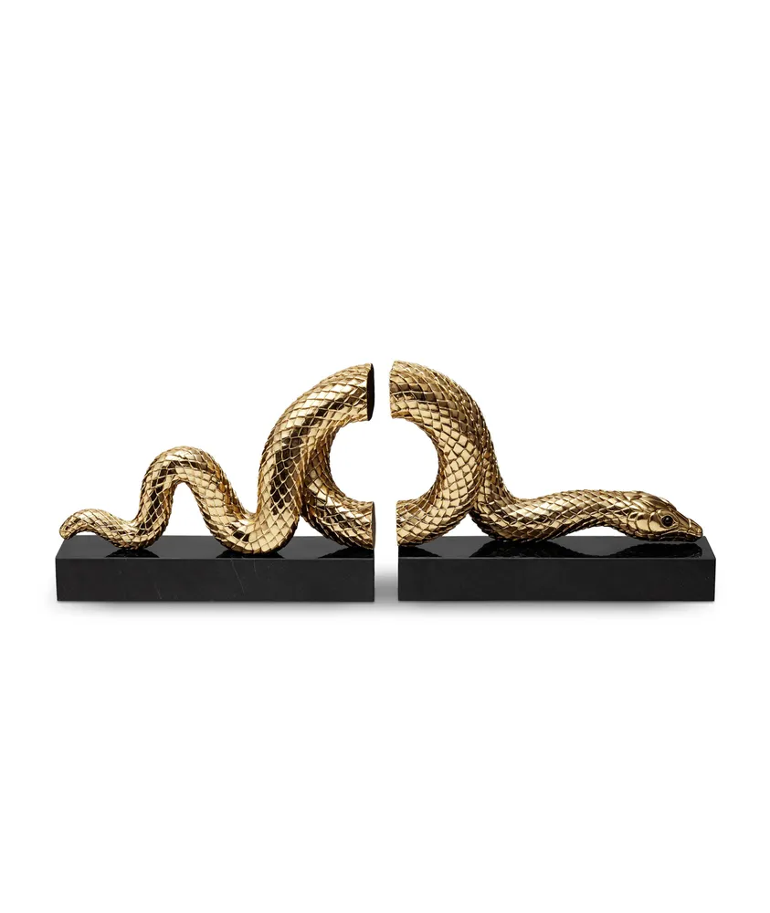 L'Objet Gold Snake Book Ends 2pc Set 