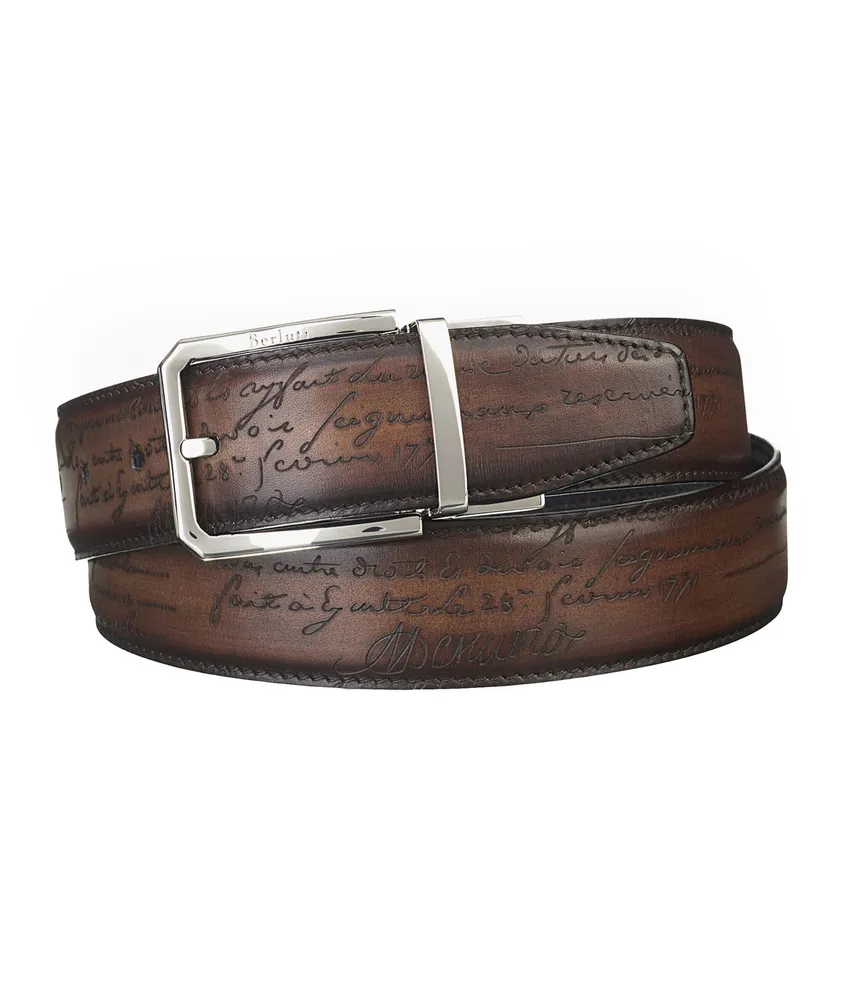 Versatile Scritto Leather 35 mm Reversible Belt