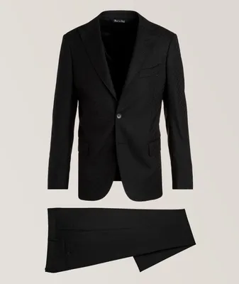 Slim-Fit Geometric Pattern Jacquard Tuxedo