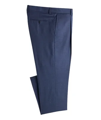 Solid Wool Pleated Dress Pants