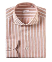 Gold Line Striped Linen Dress Shirt