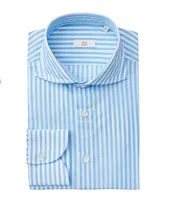 Gold Line Handmade Linen-Cotton Striped Sport Shirt