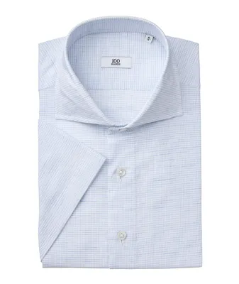 Black Line Handmade Micro Check Cotton-Linen Dress Shirt