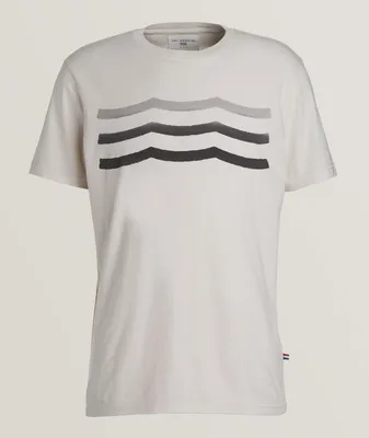 Grey Scale Waves Cotton Crewneck T-Shirt