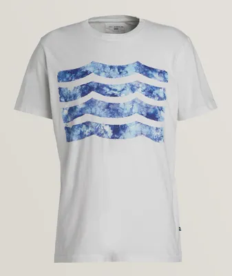 Waves Print Cotton Crewneck T-Shirt