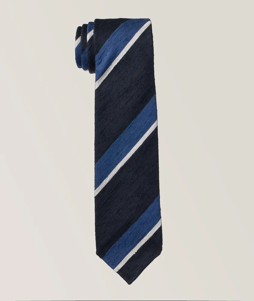 Striped Shantung Silk Tie