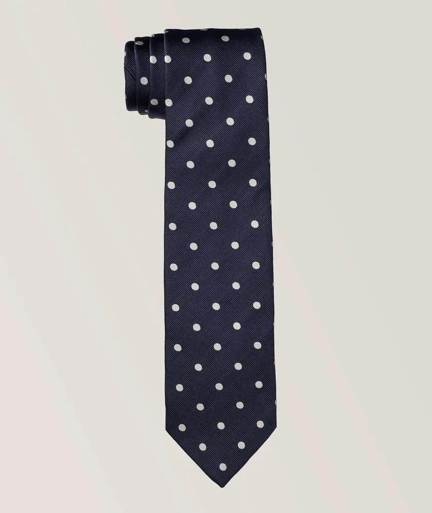 Embroidered Polka Dot Pattern Silk Tie